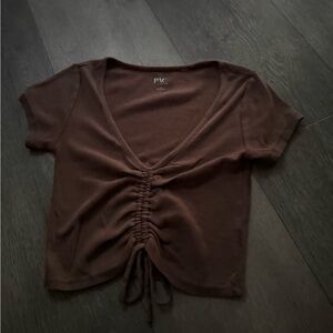 PacSun Chocolate Brown Ruched Tee